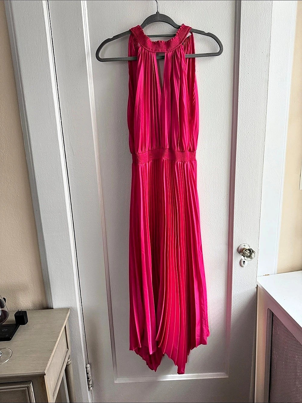 retrofete Maxi Pleated Dress in Pink Like New